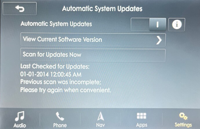 System Updates Screen