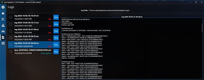 Syn3 Updated Logs
