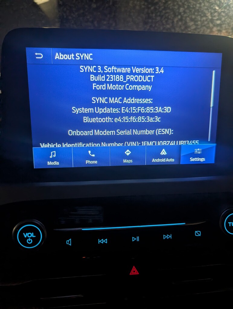 Onboard Modem Serial Number Blank - Ford Sync 3 - Discussion