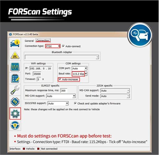 Vlinker settings in Forscan