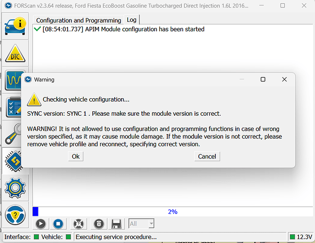 Fiesta Sync 1 Warning