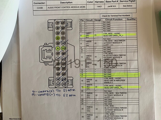 2019 F-150 ACM C240B Wiring